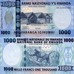 billet 1000 francs 2004 Rwanda