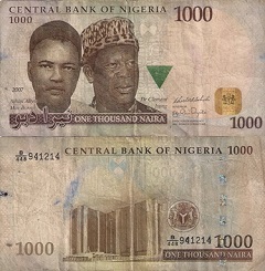billet de 1000 naira 2007 Nigéria 