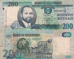 billet 200 meticais 2006 Mozambique