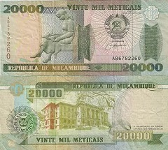 billet 20000 meticais 1999 Mozambique 