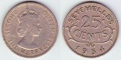 25 cents 1954 Seychelles