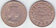 25 cents 1954 Seychelles