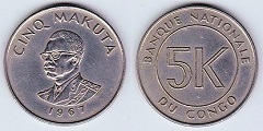 5 makuta 1967 Congo 