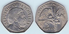 5 roupies 1976 Seychelles