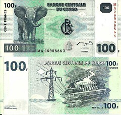 billet 100 francs 2007 République Démocratique du Congo 