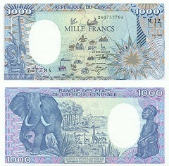 billet de 1000 francs 1992 République du Congo 