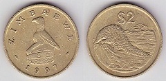 2 dollars 1997 Zimbabwe 