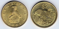 2 dollars 2001 Zimbabwe 