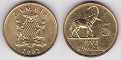 5 kwacha 1992 Zambia 