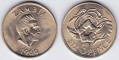 6 pence 1966 Zambie