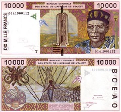 billet 10000 francs 2001 Etats Afrique de l'Ouest, Togo, BCEAO