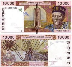 billet 10000 francs 2001 Etats Afrique de l'Ouest, Togo, BCEAO