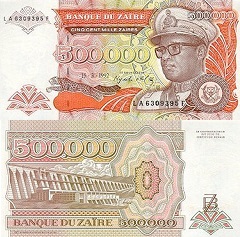 billet de 500 000 zaïres 1992 Zaïre