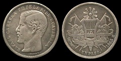 1 peso 1865 Guatemala 