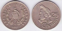 25 centavos 1991 Guatemala 