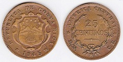 25 centimos 1945 Costa rica