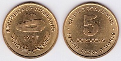 5 cordobas 1987 Nicaragua 
