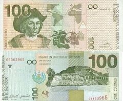 billet 100 colones 1988 Salvador 