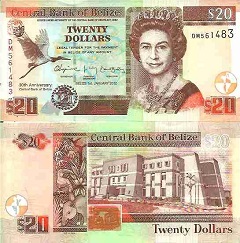 billet 20 dollars 2012 Bélize 