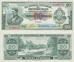 billet 20 lempiras 1970 Honduras 