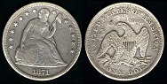 1 dollar 1871 seated liberty