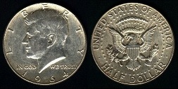 half dollar 1964  kennedy silver