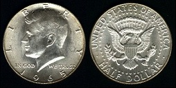 half dollar kennedy 1965