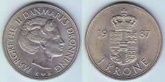 1 krone 1987 Danemark 