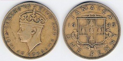 1 penny 1945 Jamaïque 