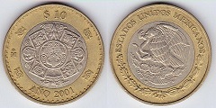 10 pesos 2001 Mexique 