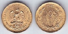 2 pesos pesos 1945 Mexique