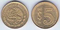 5 pesos 1985 Mexique