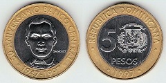 5 pesos 1997 République Dominicaine 