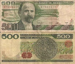 billet 500 pesos 1983 Mexique