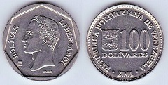 100 bolivares 2001 Venezuela
