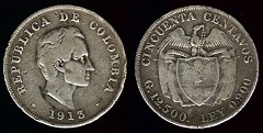 50 Centavos 1913 Colombie