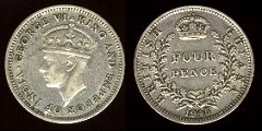 4 Pence 1945 Guyana