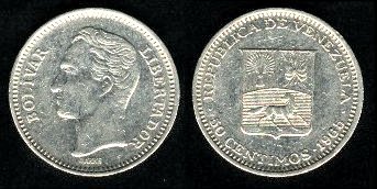 50 Centimos 1985 nickel Venezuela
