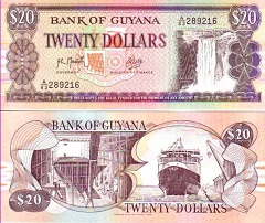 billet 20 dollars 1989 Guyana