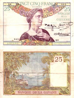 billet 25 francs 1933 Guyane Française