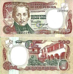 billet de 50 pesos oro 1986 Colombie