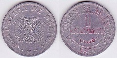 1 boliviano 1987 Bolivie