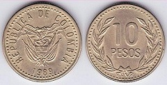 10 pesos 1989 Colombie