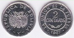 2 centavos 1987 Bolivie