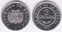 2 centavos 1987 Bolivie
