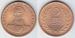 2 pesos 1977 Colombie
