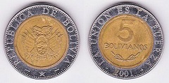 5 bolivianos 2001 Bolivie