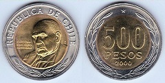 500 pesos 2000 Chili