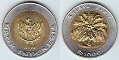 1000 rupiah ou roupies 1996 Indonésie 