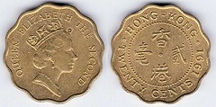 20 cents 1991 Hong Kong 